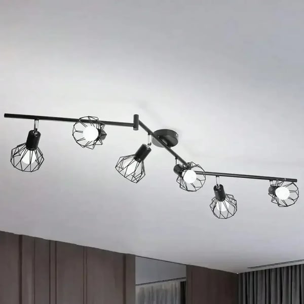 E14 Drejbar Bar Spot Loftlampe, 6 Lyskilder, Moderne Sort Design,Ingen pære, sort