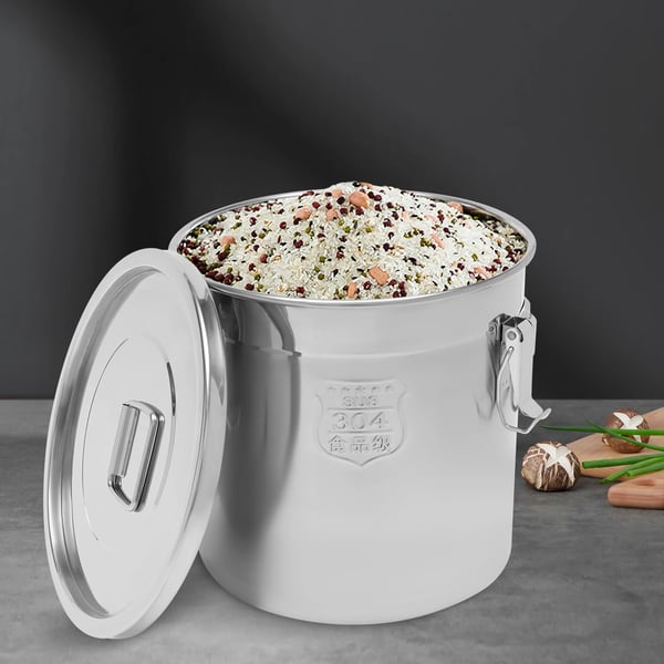 Risopbevaringsbeholder, Airtight Seal, Holdbart Rustfrit Stål,Sølv
