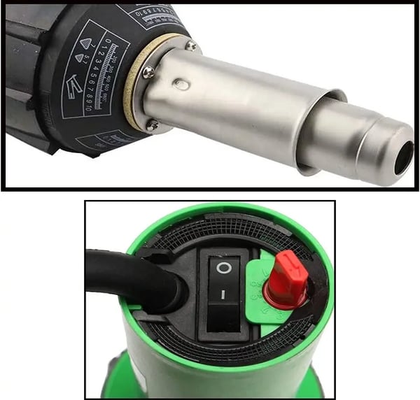 Plastsvetsningspistol, 1600W värmeeffekt, 230L/min luftflödeshastighet, 30-680 ℃ maximal temperatur,Med svetsmunstycke