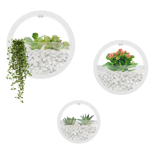 Väggplanterare, Dekorativ Design, Set om Tre,VIT