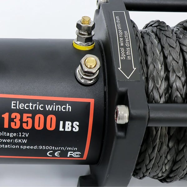 Elektrisk Bilvinsj, 13500 lbs Trækkapacitet, 6,5 HK Motor, Syntetisk Sejl.