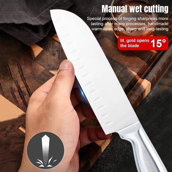 Køkkenkniv Sæt, Integreret Sliber, Ergonomisk Design,sort