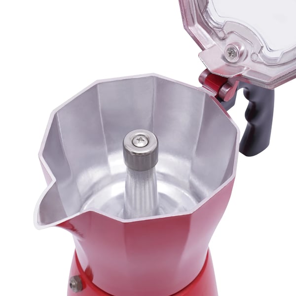 Espresso-maskine, 300 ml kapacitet, 480 W effekt, egnet til 1-6 personer,Rød