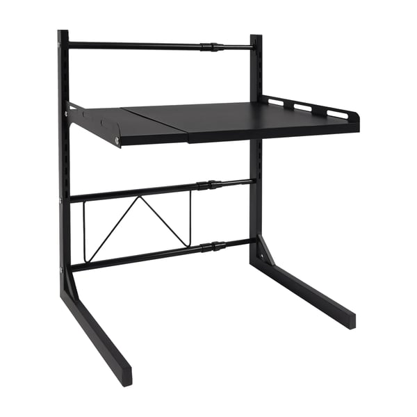 Mikroovnshylde, Udvidelig Design, Højdejusterbar,2-lags, Sort