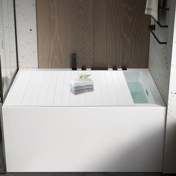 Foldbar Badekar Dæksel, Støv- og Vandafvisende, God Opbevaringskapacitet,Elfenben