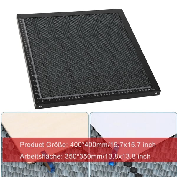 Lasergraver Arbejdsbord, Galvaniseret Jern og Aluminium Ramme, 400 x 400 mm, Kompatibel med CO2 Laser Maskiner, Honningkage Struktur