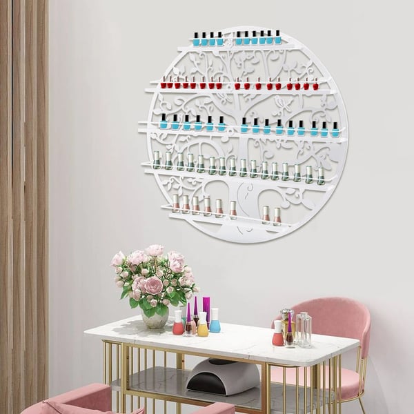 Neglelak Display Stativ, 5 Lag, Plads til 60 Flasker, Jernmateriale, Dimensioner 60x60x6 cm, Moderne Design
