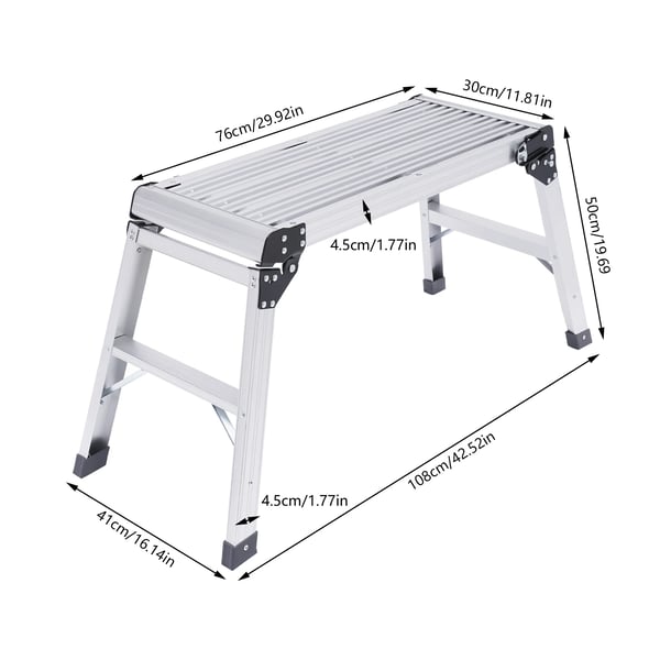 Trappestige, Aluminiumlegering, Maksimal belastning 150 kg, Dimensioner 108 cm x 41 cm x 50 cm, Letvægts 3,7 kg, Fritstående design