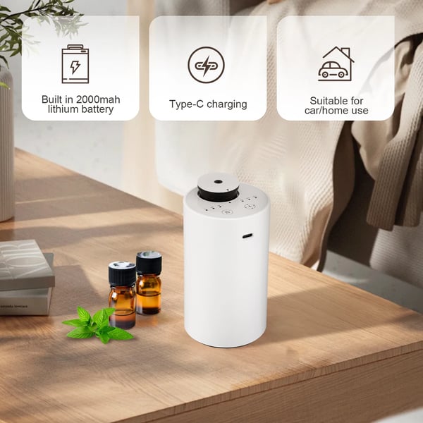 Eterisk Olja Diffuser, Vattenlös Teknik, Kompakt och Bärbar,VIT