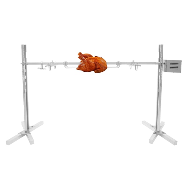 Grillspett, Elektrisk/Manuell Drift, Justerbar Höjd,Silver