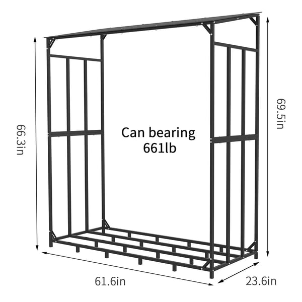 Brændstofstativ, Metaljern, 156,5 x 60 x 176,5 cm, 300 kg kapacitet, 20,35 kg vægt, Enkelt niveau