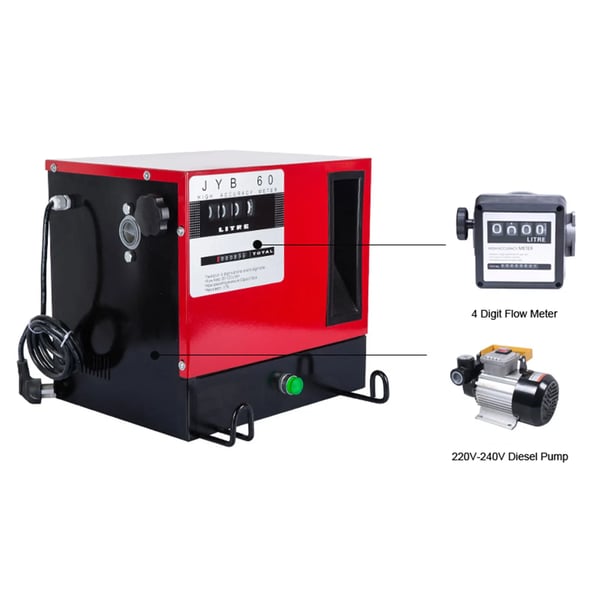 Självprimande dieselpump, 60 L/min maximalt flöde, användarvänlig design,Röd