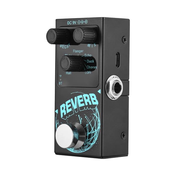 Guitar Effekter Pedal, 9 Reverb Effekter, USB Drevet,Sort
