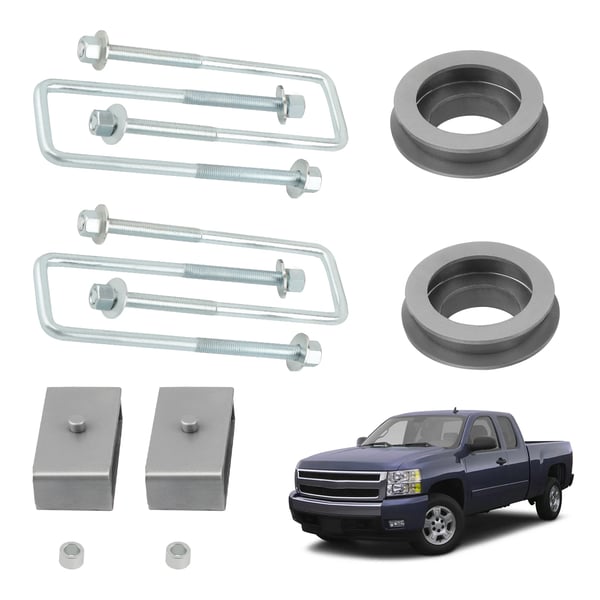 Liftkit, 3-tommer for og bag, holdbare stålkomponenter, passer til 2WD-modeller, kompatibel med Chevrolet Silverado 1500