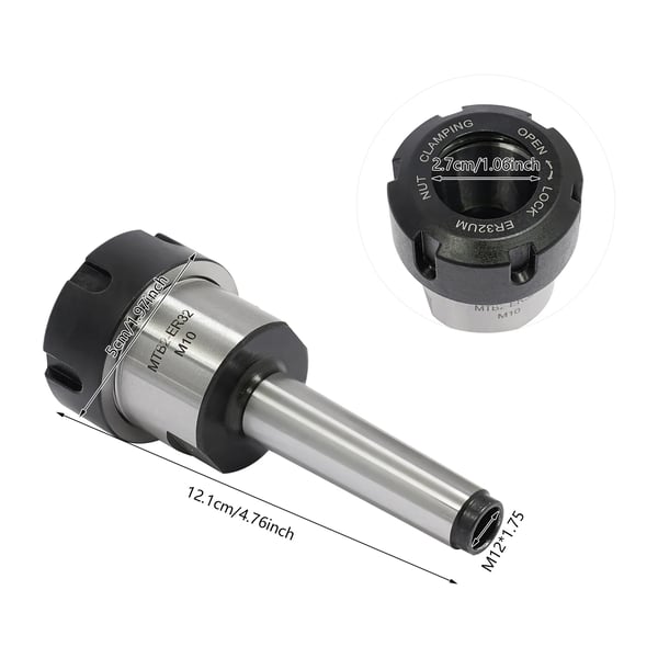 Collet Chuck -sarja, 21 osaa, ER32 collet -tyyppi, kokonaispihdin koko 121mm x 50mm, avainkoko 250mm x 72mm, tarkkuus 0.015mm