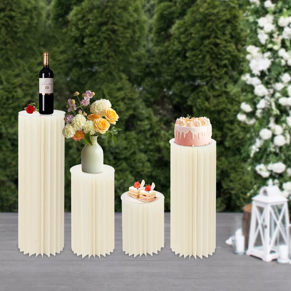 Folding Cylinder Stands Sæt, Elegant Hvidt Design, Høj Belastningskapacitet, Alsidige Størrelsesvariationer