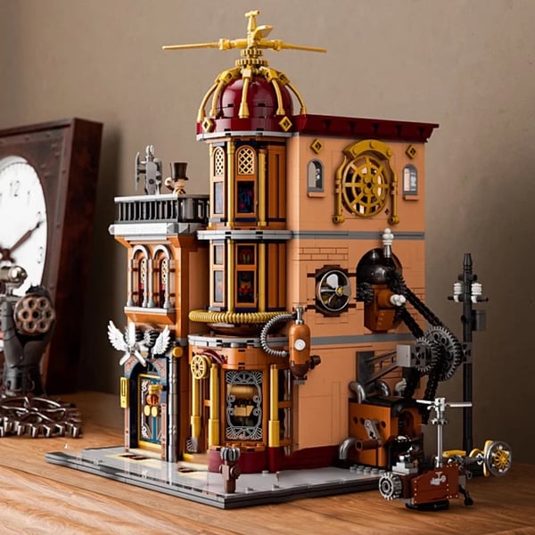 Steampunk Flyveklub Husmodel, 1858 Dele, Miljøvenlige Materialer,med tal