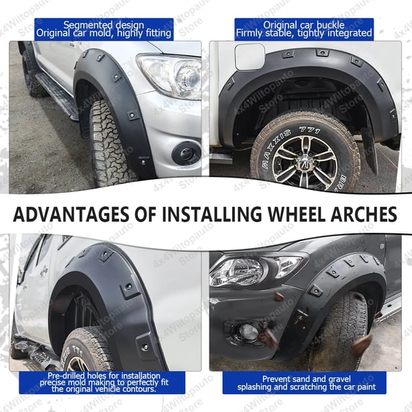 Fender Flares, Holdbart ABS Plastik, Nem Installation,TOYOTA HILUX VIGO