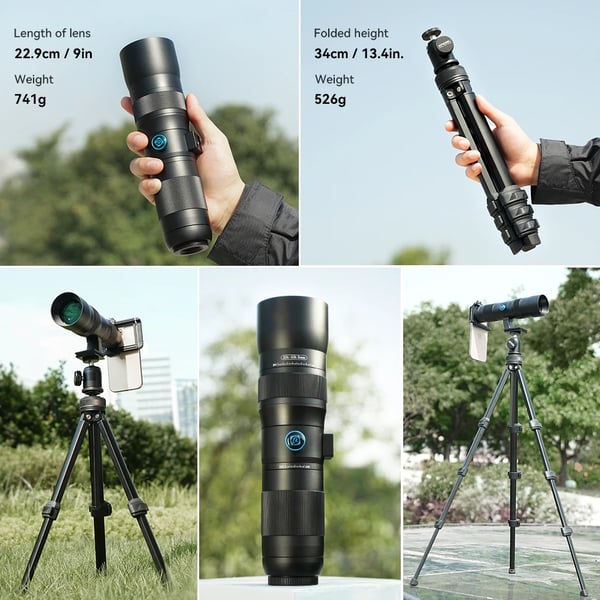 Telefoto Zoom Objektiv, 20x-60x Forstørrelse, Inkluderer Metal Stativ,20 60x zoom objektiv