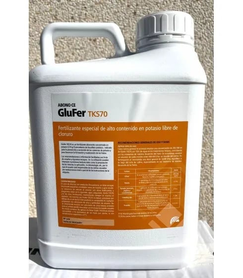Kaliumtiosulfat, 5 liters behållare, 370 g/L kaliumkoncentration, blad- eller bevattningsapplikation, 2-3 ml per liter dosering, lämplig för fruktutveckling