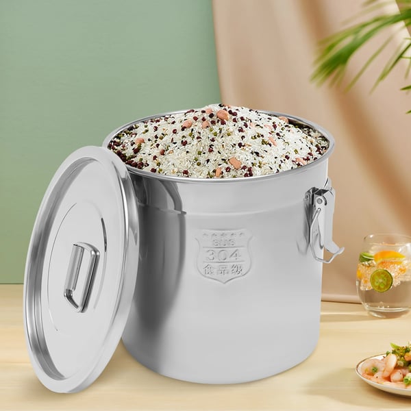 Risopbevaringsbeholder, Airtight Seal, Holdbart Rustfrit Stål,Sølv