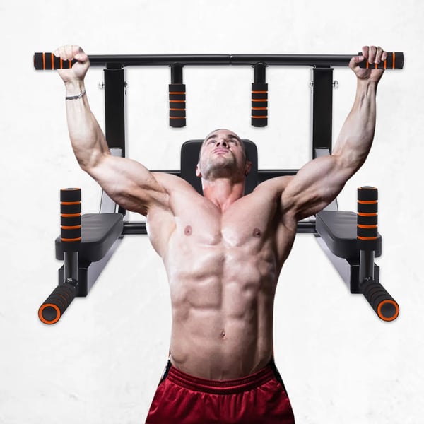 Pull Up Bar, Væghængt, Understøtter 440 lbs,sort