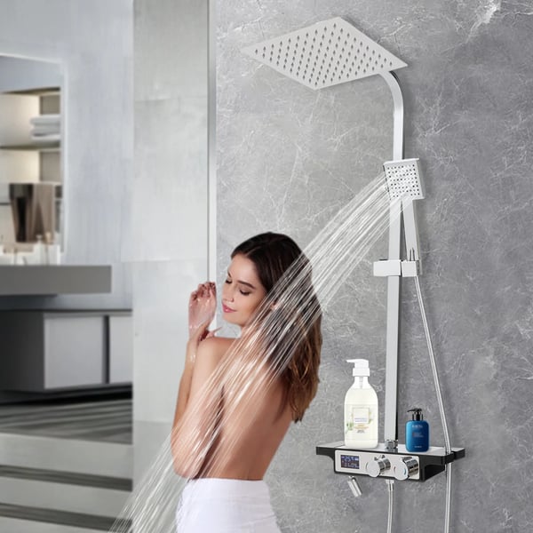 Duschset, Luftboostteknik, Väggmonterad design,Ljusgrå