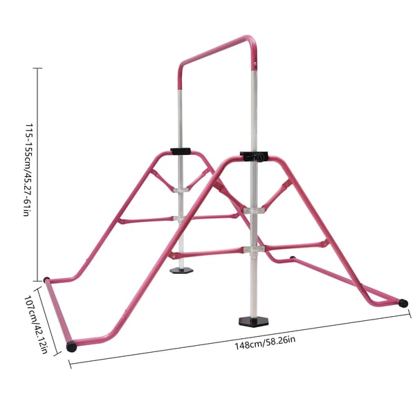 Gymnastikstang, Stål Konstruktion, Højdejusterbar 115-155 cm, Udvidet Størrelse 107*148 cm, Samling Påkrævet, Egnet til Børn