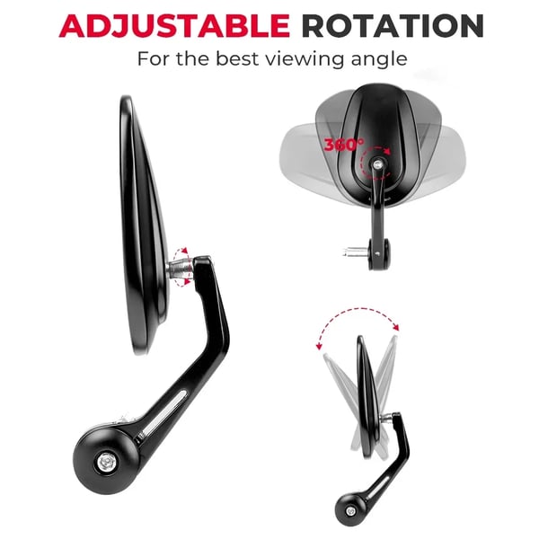 Motorcykelstyrende ende, E24 certificering, 360° rotation, CNC aluminium konstruktion,Spejl