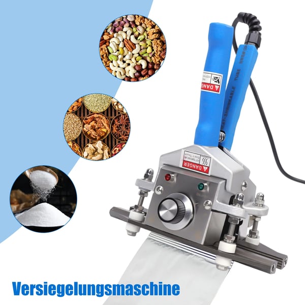 Håndholdt varmeforseglingsmaskine, 220V, 300W, temperaturinterval 30-250℃, forseglingslængde 200mm, forvarmningstid 5-6min