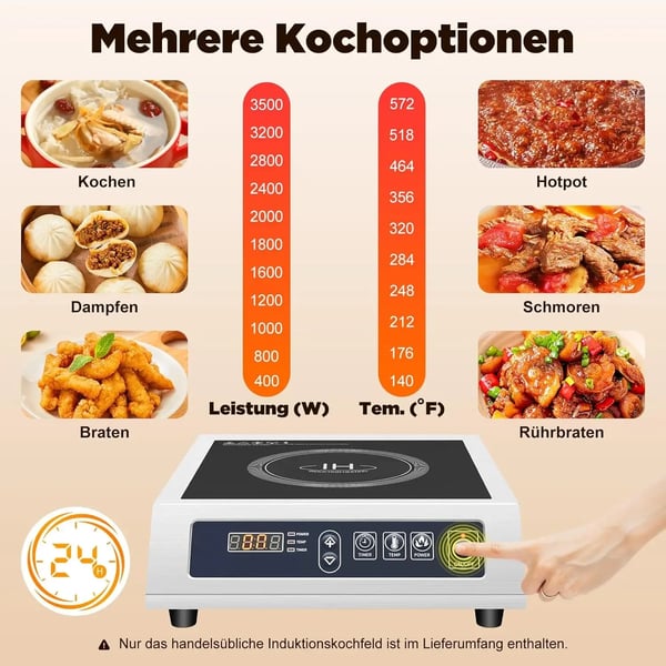 Induktiokeittopannu, 3500W Teho, Nopea Lämpeneminen,musta