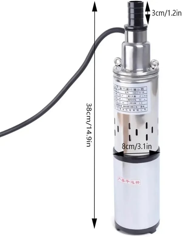 Vattenpump, soldriven, högt flöde, Silver, 48V, EU
