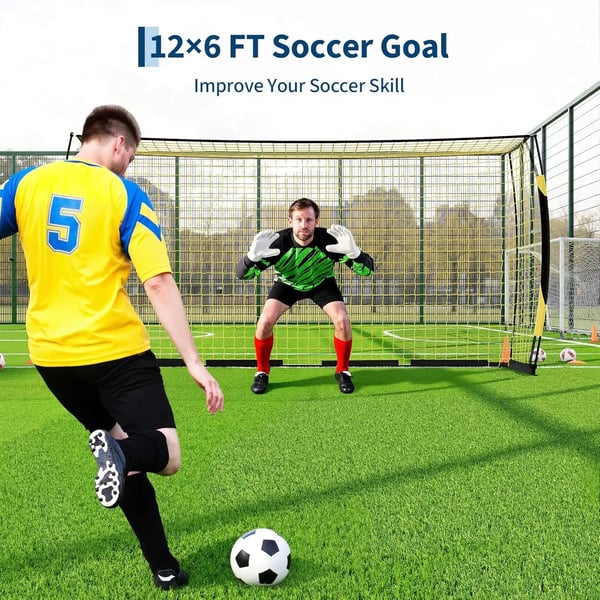 Fodboldmål, Bærbart Design, Holdbar Metalramme,Gul