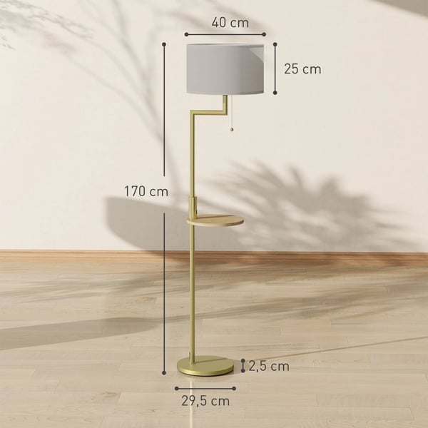 Gulvlampe, 31-40W Watt, 220V Spænding, E27 Sokkeltype, Syntetisk Linned Materiale, Højde 60 tommer