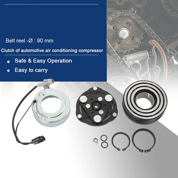 Ilmastointikompressori, 12V solenoidkelat, halkaisija 90 mm, hihnatyyppi 4 uralla, yhteensopiva Suzuki Swiftin ja SX4:n kanssa