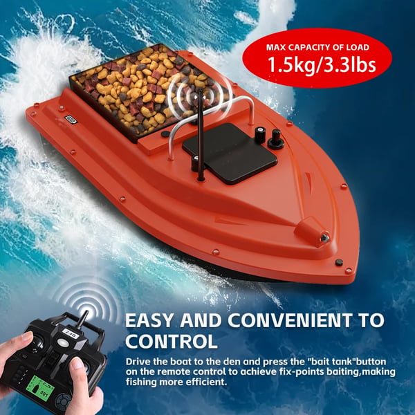 Koukkuvene, GPS-navigointi, Suuri syöttikapasiteetti,D16B-Punainen 12000mAh