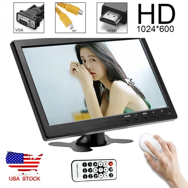 Bilmonitor, 10,1" LCD, HDMI- och VGA-ingångar,10.1"