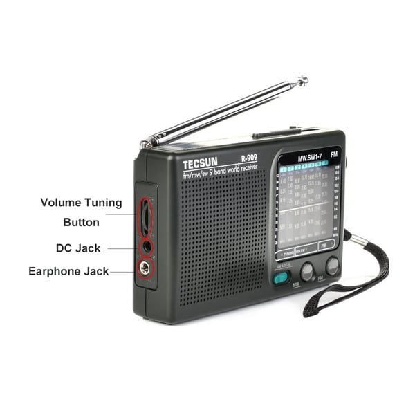 Radio, bærbar, 9 bånd,R909