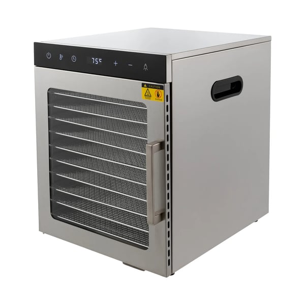 Maddehydrator, 10-bakke kapacitet, 800W effekt, digital termostat, 36L volumen, borddesign
