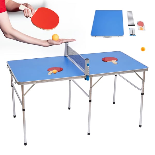 Bordtennisbord, MDF og aluminiumlegering, 152 x 76 x 76 cm, bærbar design, skridsikre fødder