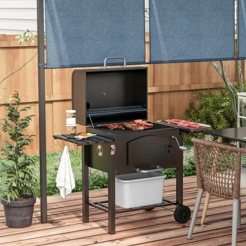 Kolgrill, Metall, 123 x 56 x 120 cm, Kolgrilltyp, 60 x 40 cm Tillagningsyta, Lock ingår