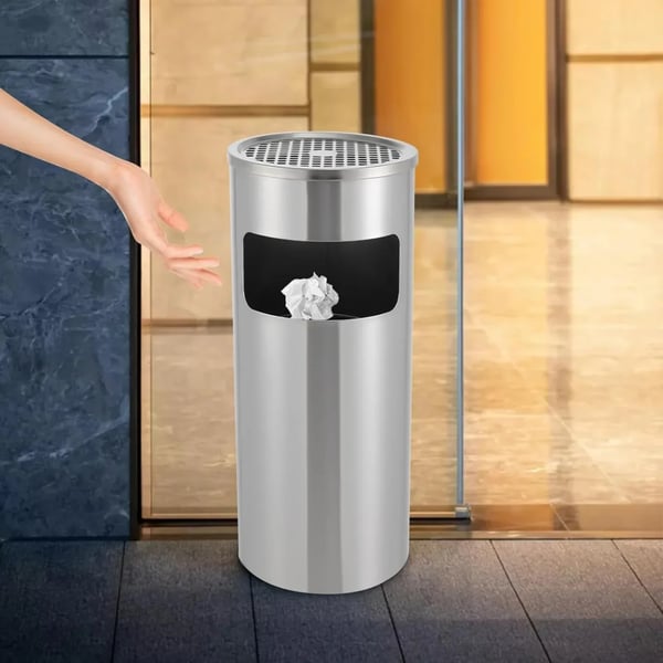 Utomhus Askfat, Rostfritt Stål, 30L Kapacitet,Silver