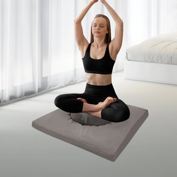 Meditationspude Sæt, Ergonomisk Design, Alsidig til Indendørs/Udendørs Brug,Lys Grå