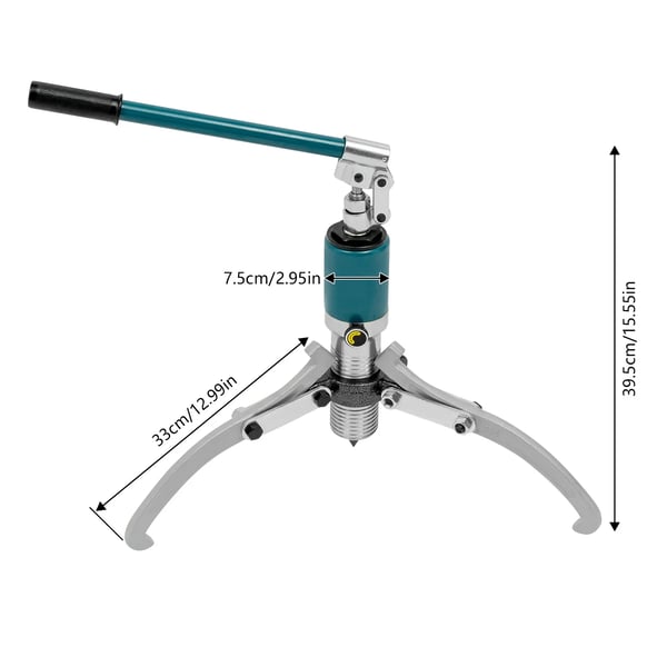 Hydraulisk trækker, maksimal slaglængde 60 mm, maksimal rækkevidde 180 mm, maksimal spredning 300 mm, nominel effekt 15 T, produkt højde 39,5 cm