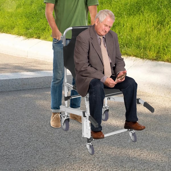 Trappeklatrende kørestol, sammenfoldelig, 160 kg kapacitet,sort
