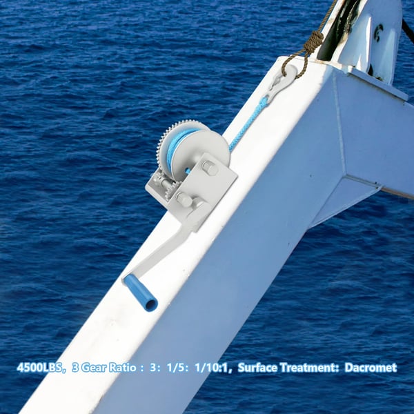 Manuel Vinsch, Nylonmateriale, 4500 lbs Belastningsevne, 8 m Sejlængde, 3 Gearforhold, Dacromet Behandling