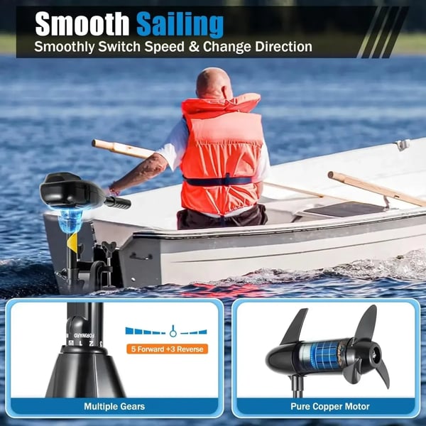 Trolling Motor, 80 lbs Træk, Elektrisk Motor,sort