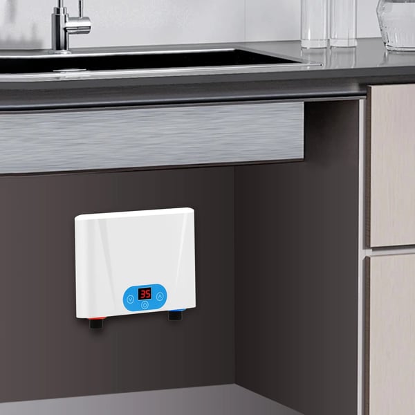 Elektrisk gennemstrømningsvandvarmer, energieffektiv, pladsbesparende design,220V, HVID