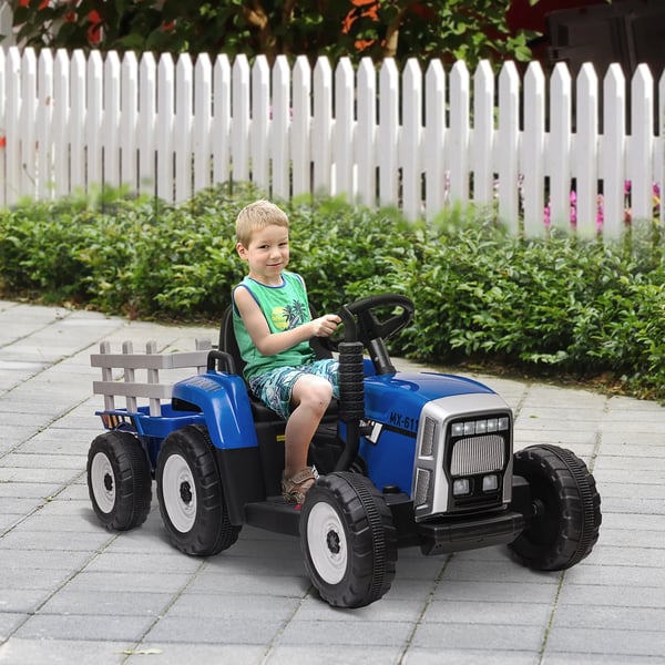Elektrisk Traktor, Fire Hjul, Ride-On, Egnet til Aldre 3-6,Blå