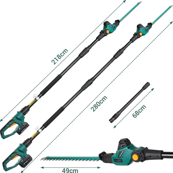 Trådløs Hækkeklipper, 45 cm Klinge, 4 m Rækkevidde, 20 V Batteri, 4000 mAh Kapacitet, 1500 omdr./min Hastighed